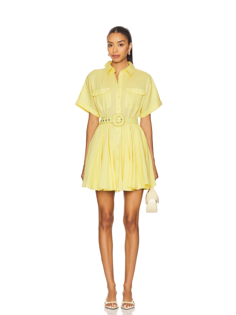 Hemant and Nandita Belted Mini Dress in Yellow